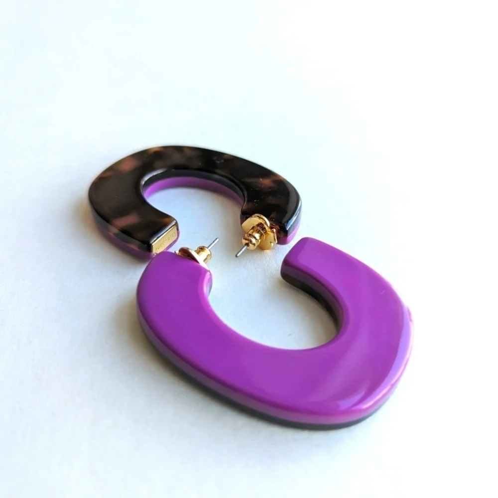 Kate Spade NY Resin 'Urban Jungle' Two Tone Hoop Earrings Purple, Tortoise